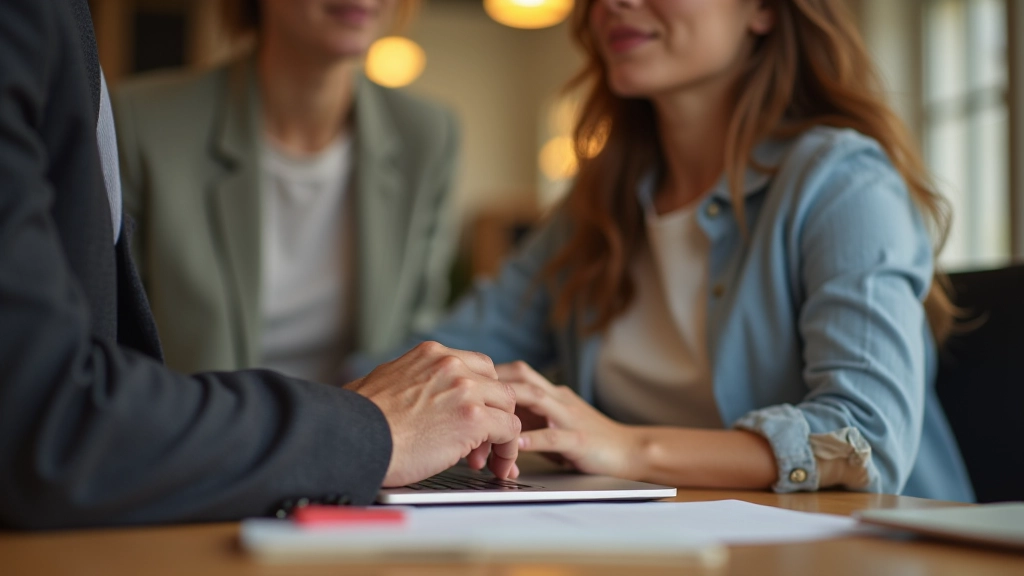 Personne utilisant un ordinateur portable pour faire une recherche, écran montrant un site de vérification, café ou espace de travail