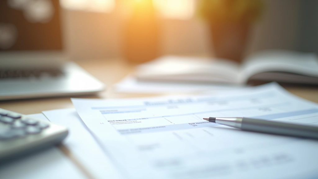 Document d'impôt sur le bureau avec calculatrice et stylo, représentant la déduction fiscale pour les dons